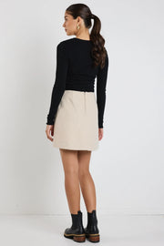 SIMMER TAUPE BOUCLE MINI SKIRT
