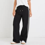 VIBE BLACK JACQUARD STRIPE WIDE LEG PANTS