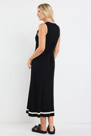 VANITY BLACK RIB SLEEVELESS KNIT MAXI DRESS