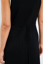 VANITY BLACK RIB SLEEVELESS KNIT MAXI DRESS