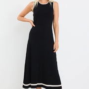 VANITY BLACK RIB SLEEVELESS KNIT MAXI DRESS