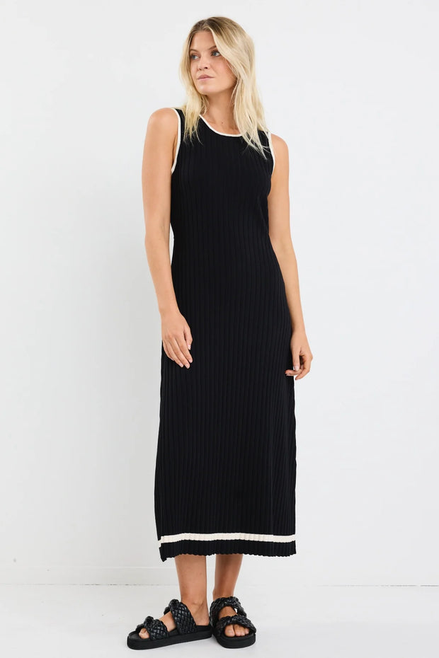 VANITY BLACK RIB SLEEVELESS KNIT MAXI DRESS