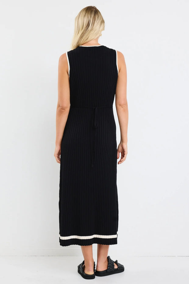 VANITY BLACK RIB SLEEVELESS KNIT MAXI DRESS