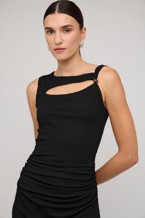 LYRIC CUTOUT MIDI DRESS