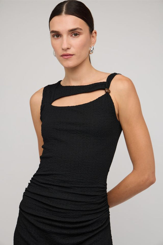 LYRIC CUTOUT MIDI DRESS