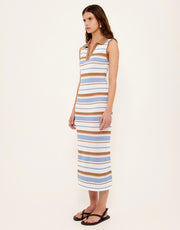 BELMARE KNIT MIDI DRESS - MULTI STRIPE