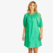 JOJO LINEN LACE TRIM DRESS