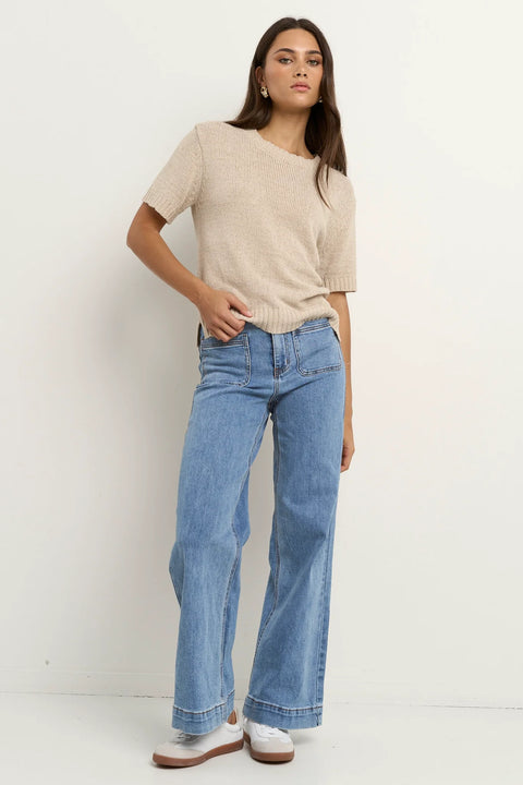 LOVEABLE NATURAL TAPE YARN KNIT TEE