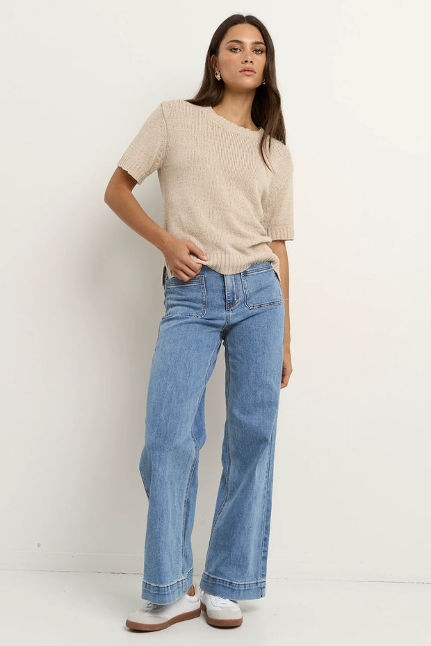 LOVEABLE NATURAL TAPE YARN KNIT TEE