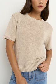 LOVEABLE NATURAL TAPE YARN KNIT TEE