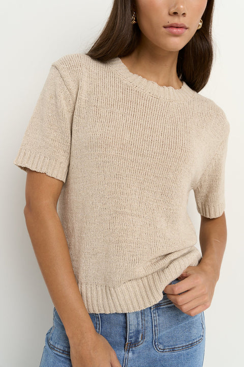 LOVEABLE NATURAL TAPE YARN KNIT TEE