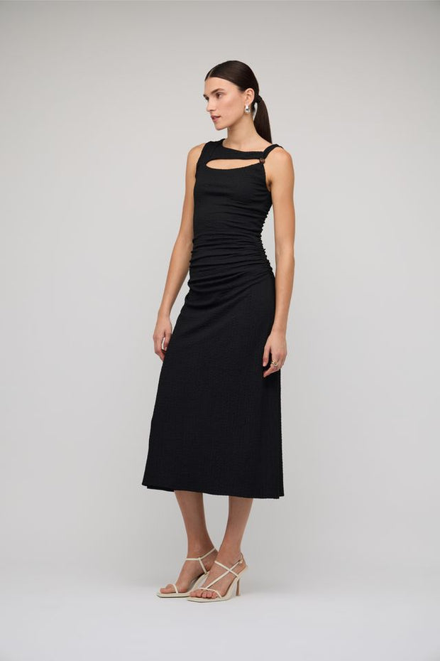 LYRIC CUTOUT MIDI DRESS